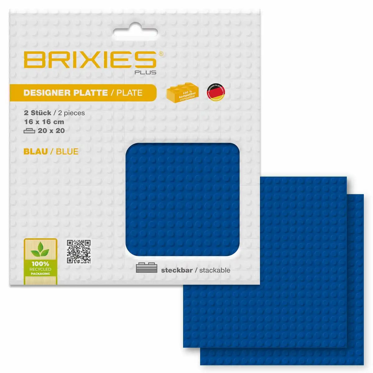 BRIXIES Bodenplatte Doppelpack blau 20x20cm