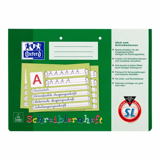 Oxford Schreiblernheft Lineatur SL liniert 16 Blatt grün DIN A4 quer