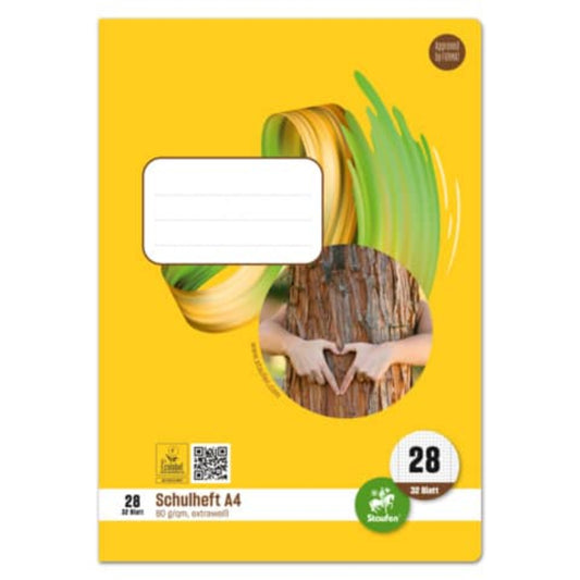 Staufen Schulheft Style A4 Lin28 kariert – 32 Blatt, gelb