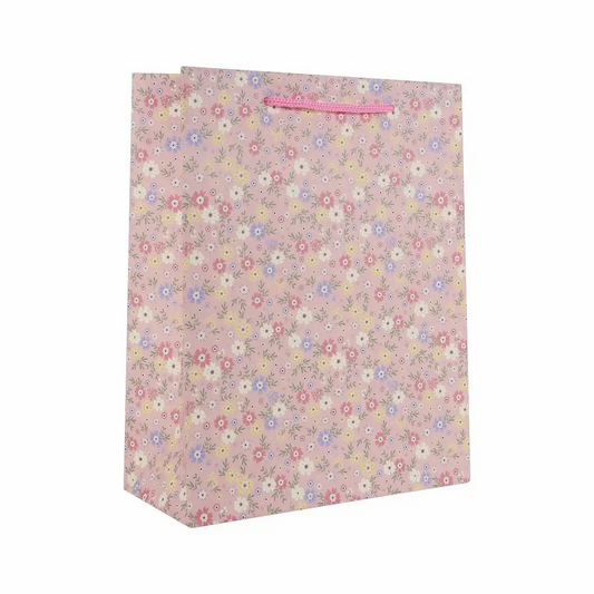 Idena Geschenktasche Blumen pink 23x18x8cm