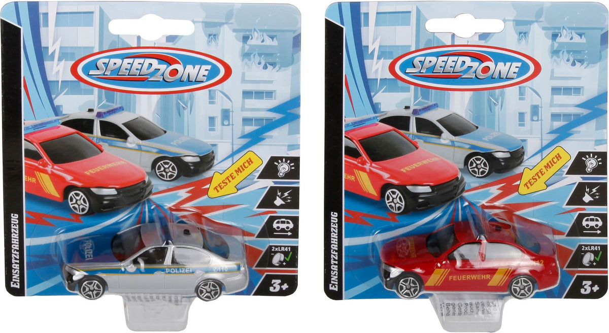 Speedzone Einsatzfahrzeuge mit Licht & Sound, 7cm