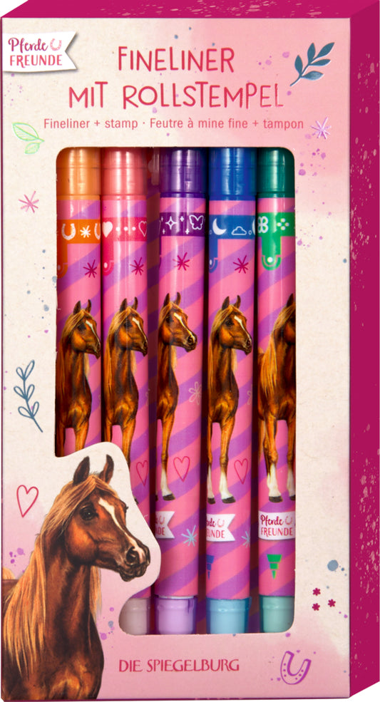 Spiegelburg Pferdefreunde Fineliner mit Rollstempel 5er