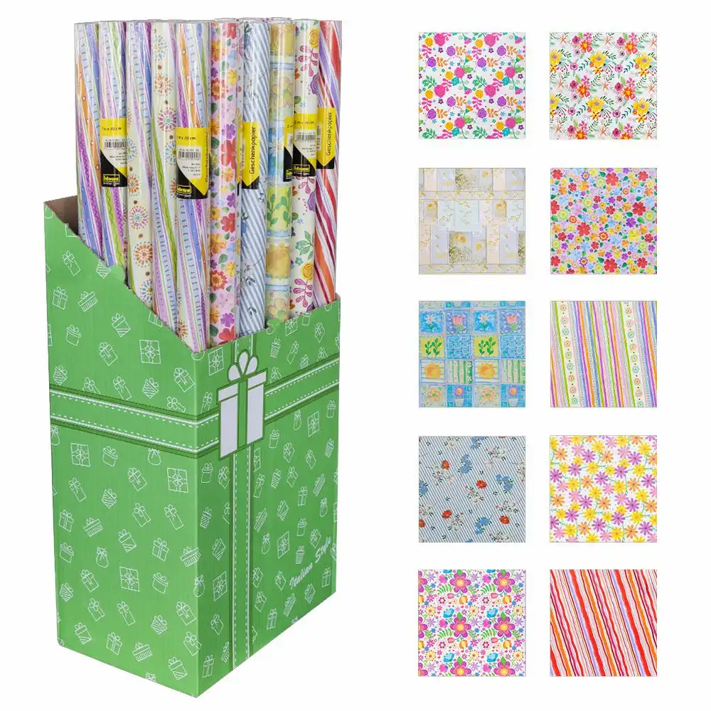 Idena Geschenkpapier neutrale Motive 70x200cm 10fach sortiert Rolle