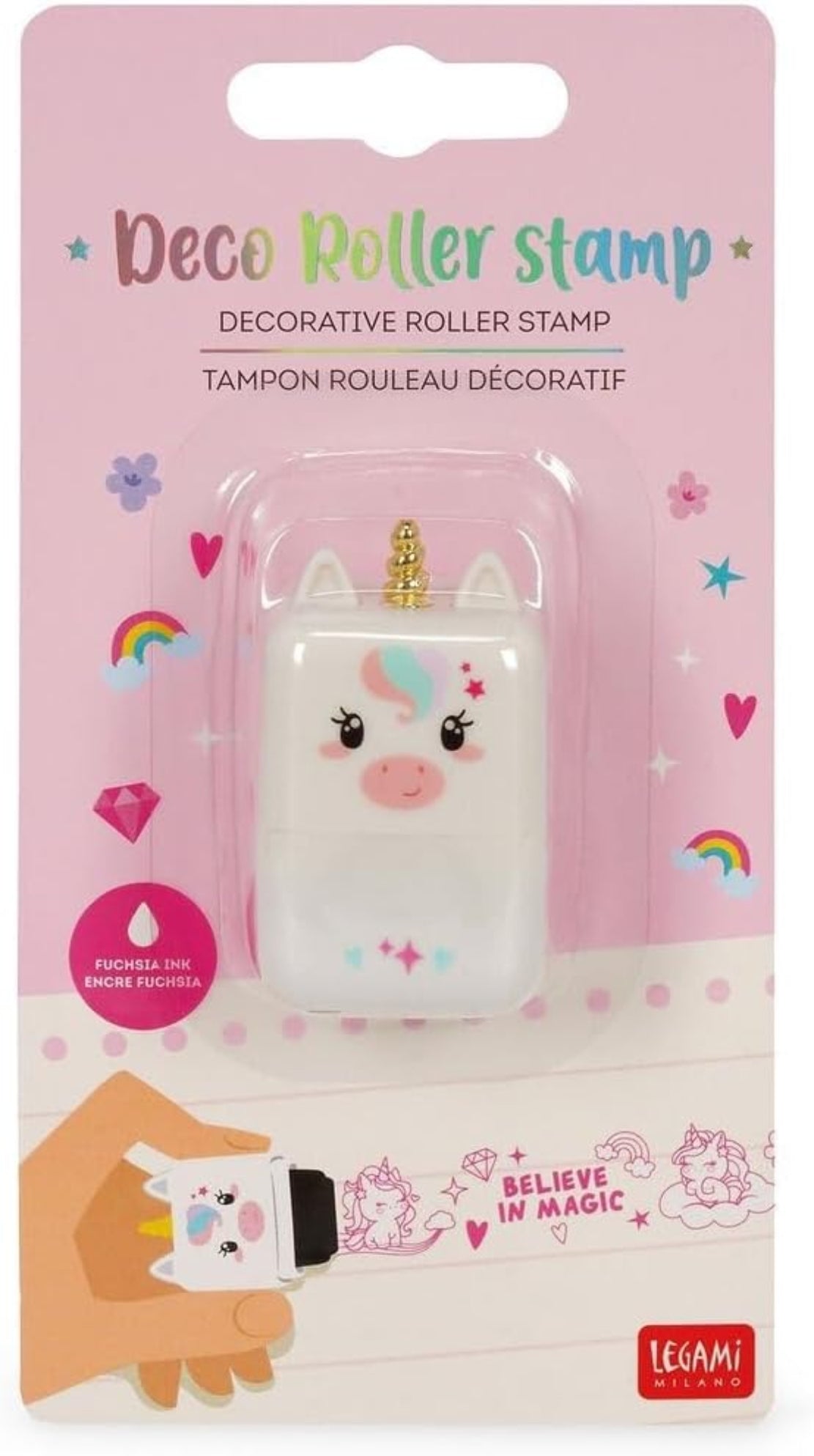 LEGAMI Deko-Rollstempel Unicorn – Fuchsia Tinte
