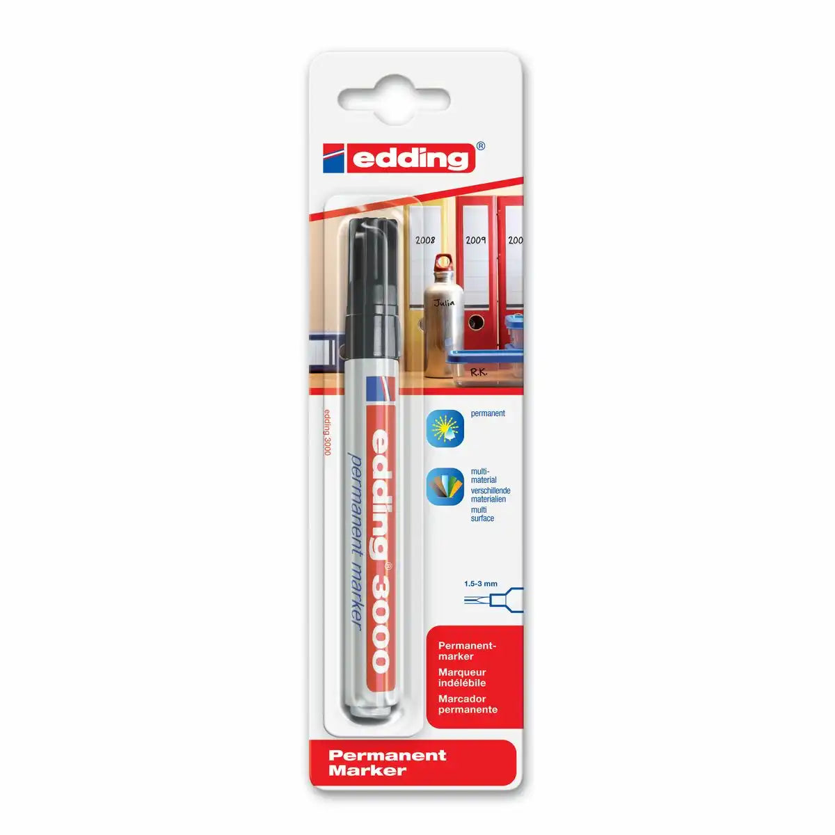 edding 3000 Permanentmarker - Präzise schwarze Linie für alle Oberflächen