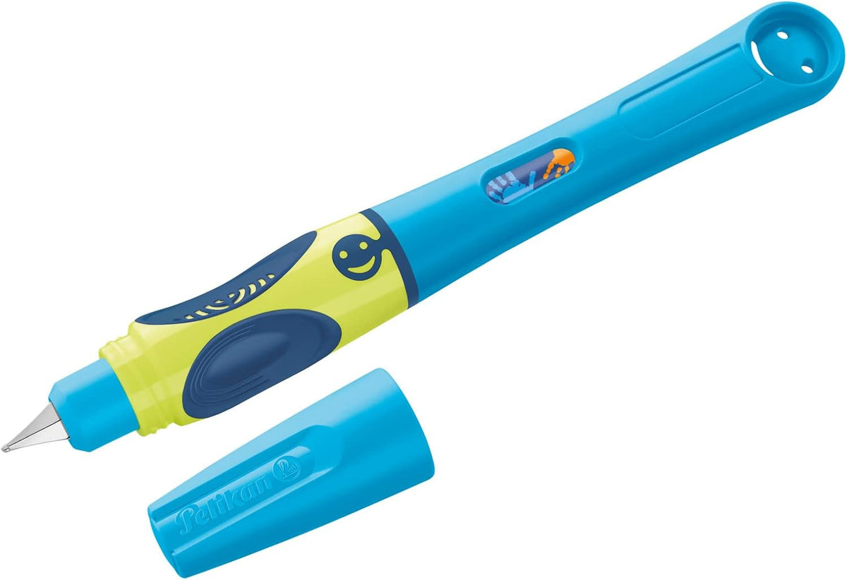 Pelikan griffix Schreiblern-Füller Rechtshänder - Neon Fresh Blue mit Lächel-Indikator