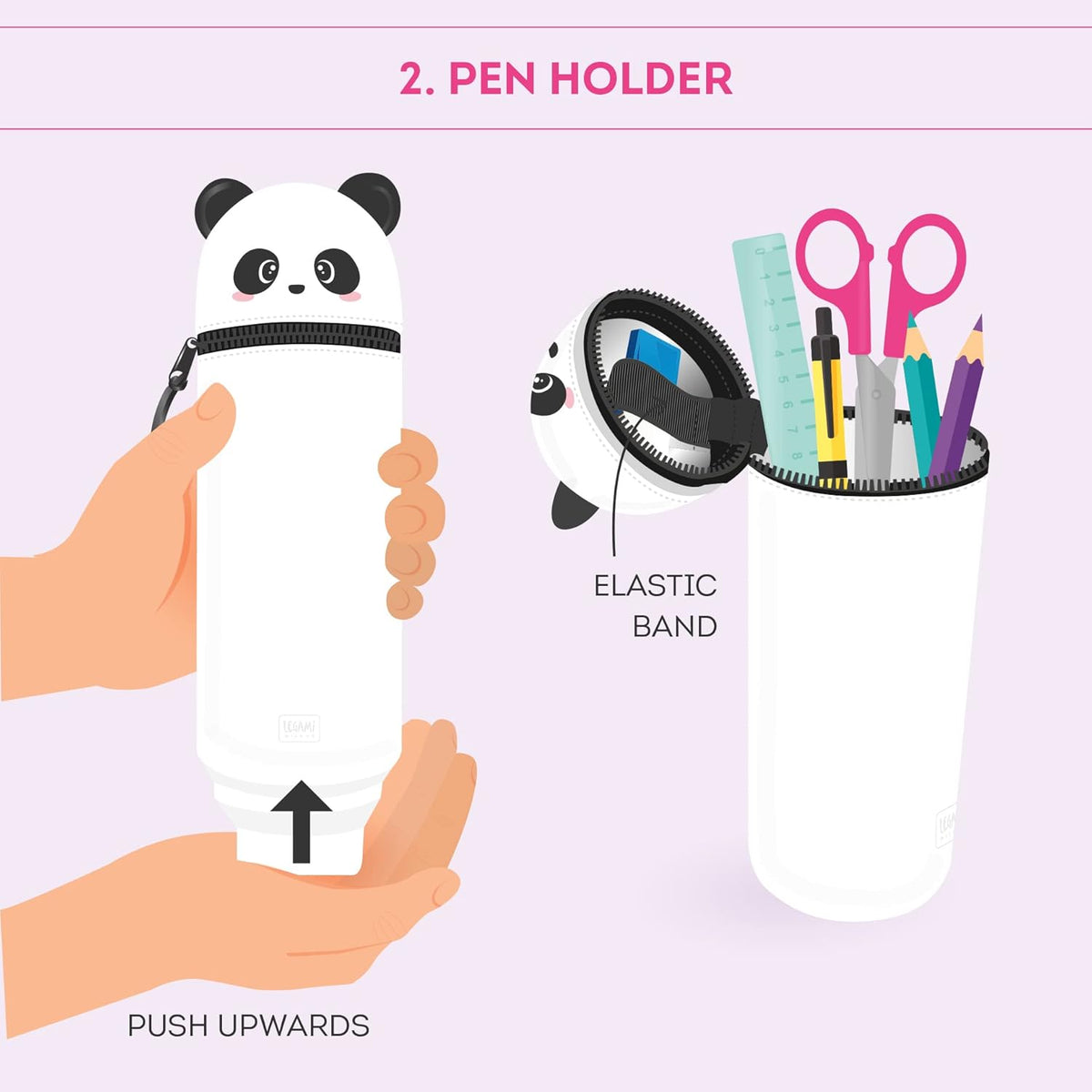LEGAMI Kawaii 2-in-1 Federmäppchen Panda – Silikon