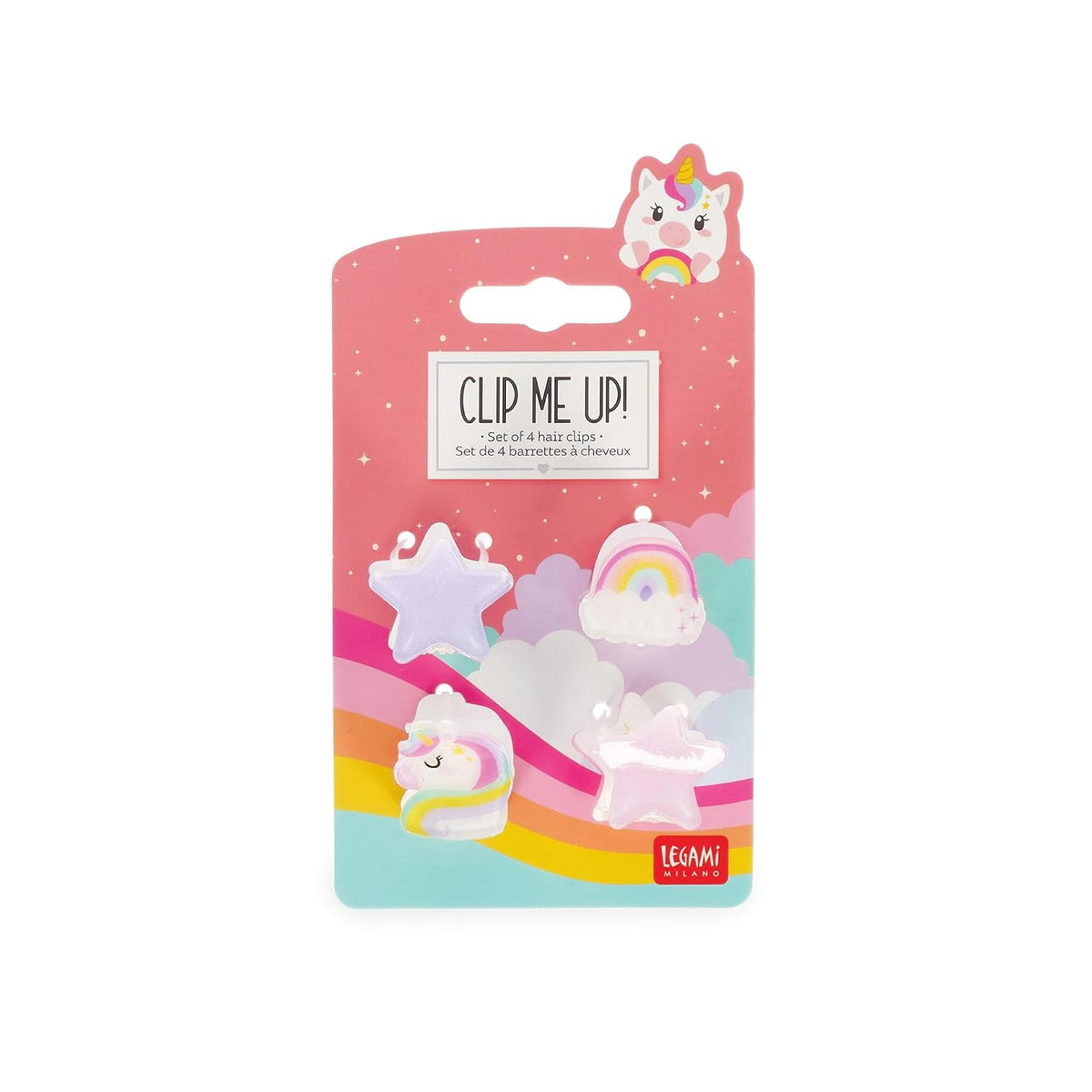 LEGAMI Clip Me Up! Mini-Haarspangen Unicorn, 4er-Set