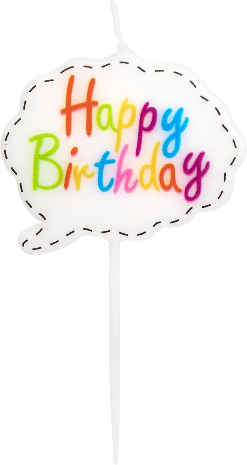 Idena 50098 Partykerze Sprechblase Happy Birthday - Geburtstagskerze aus Paraffinwachs