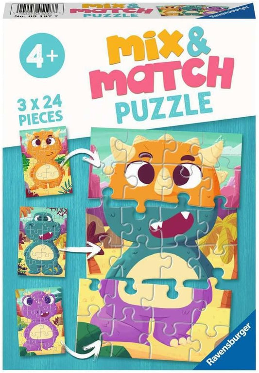 Ravensburger Mix&Match Puzzle - Kreative Dino-Abenteuer für kleine Entdecker