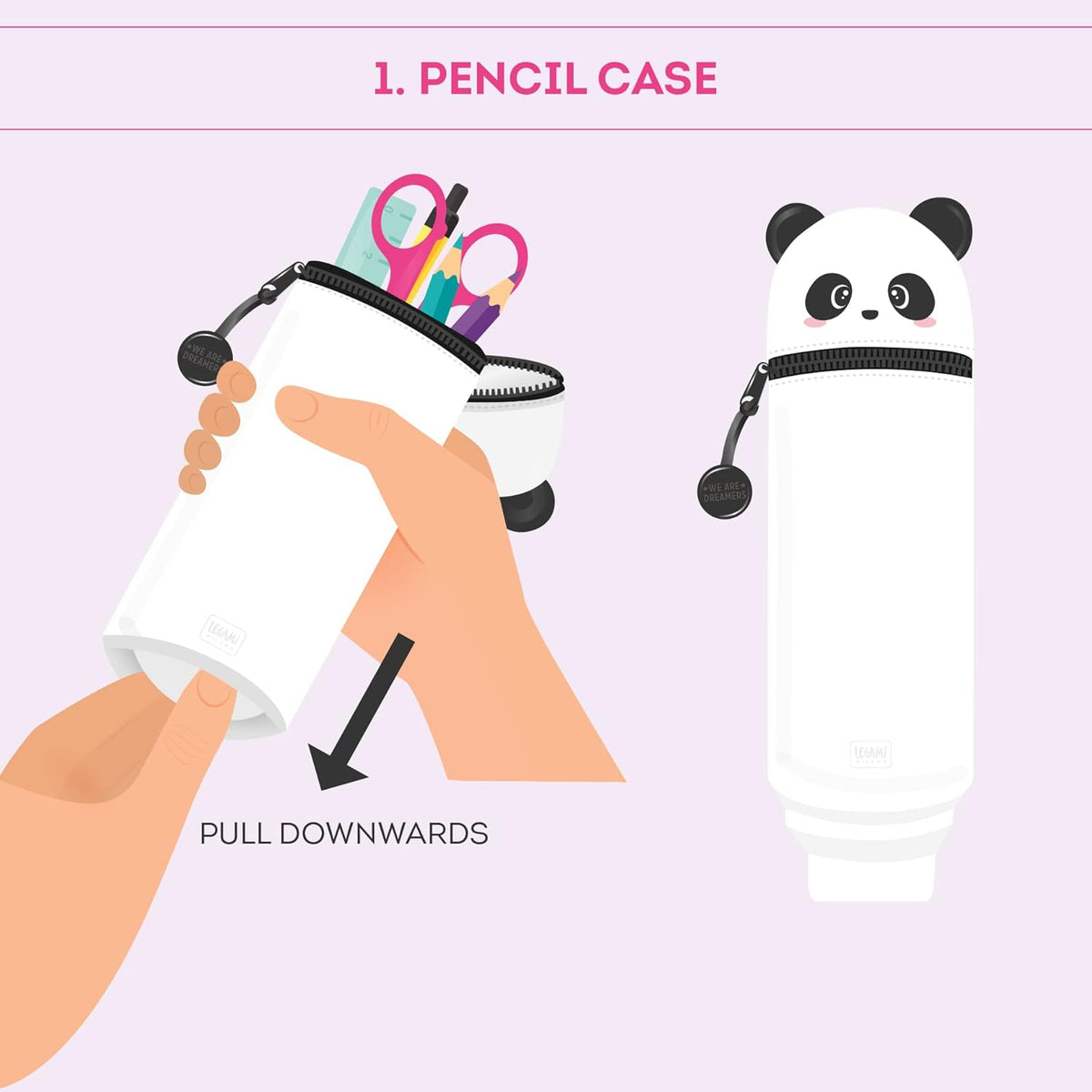 LEGAMI Kawaii 2-in-1 Federmäppchen Panda – Silikon