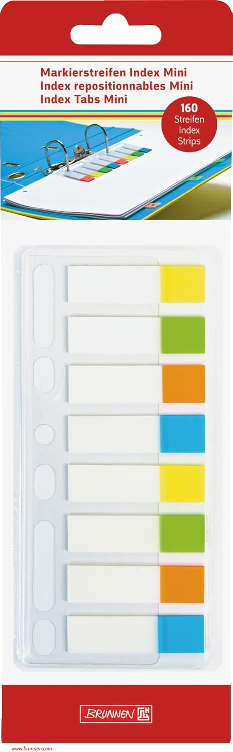 Markierstreifen Index - 160 Stück in 4 Farben - Abheftbar & Rückstandsfrei