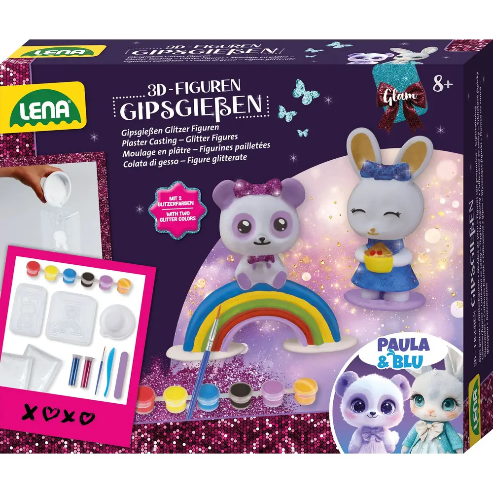 LENA Gipsgießen Glitzer Figuren Set ab 8 Jahren