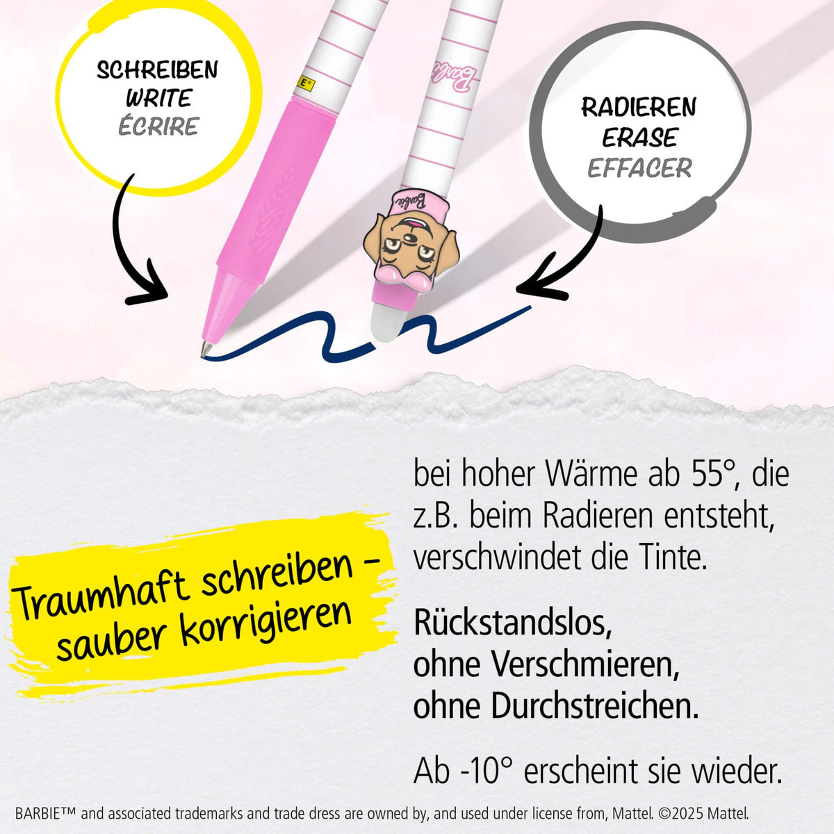 Barbie 1x Gelschreiber radierbar blau 0,7mm (Herz)