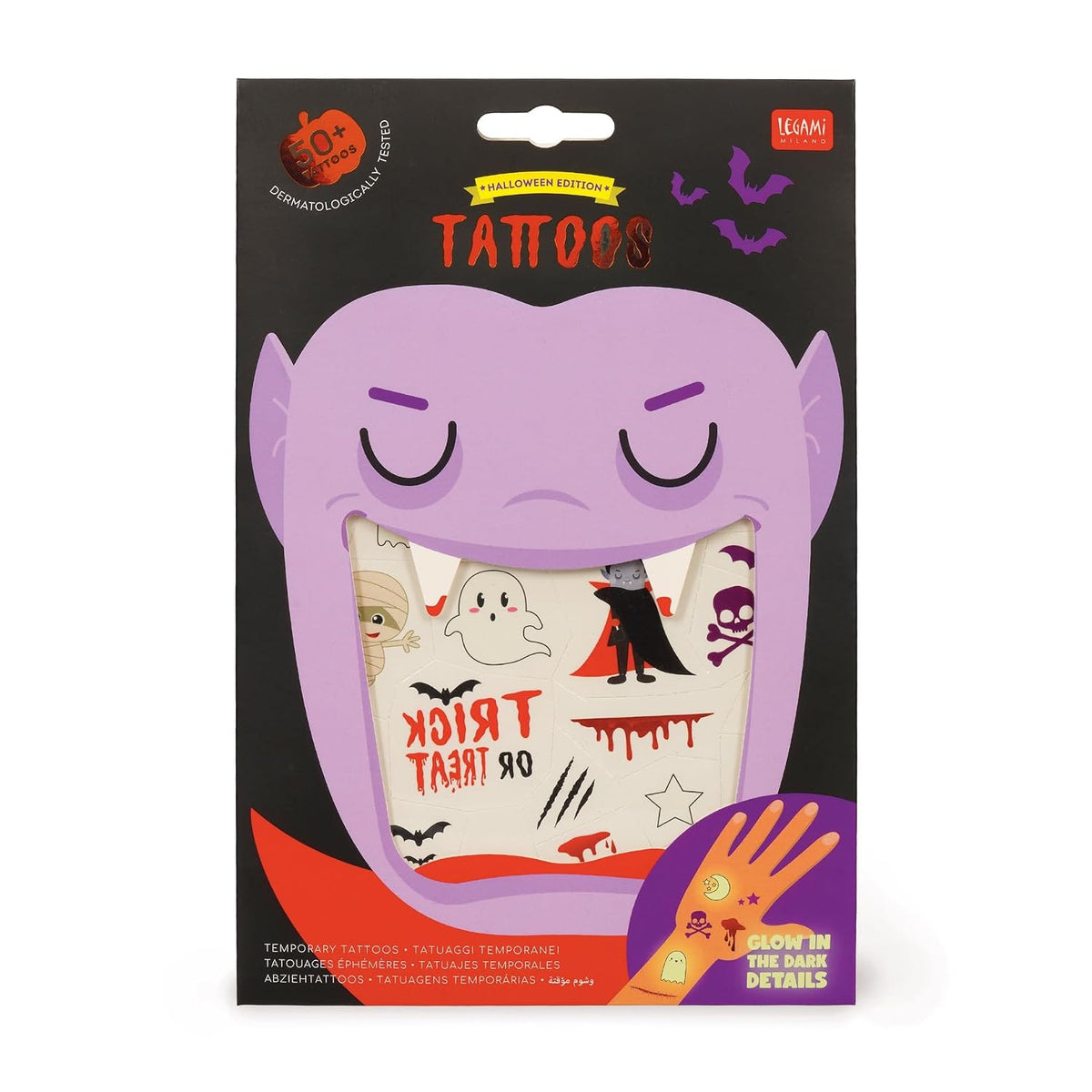 Legami Abziehtattoos Halloween, 2 Bögen, über 50 Tattoos