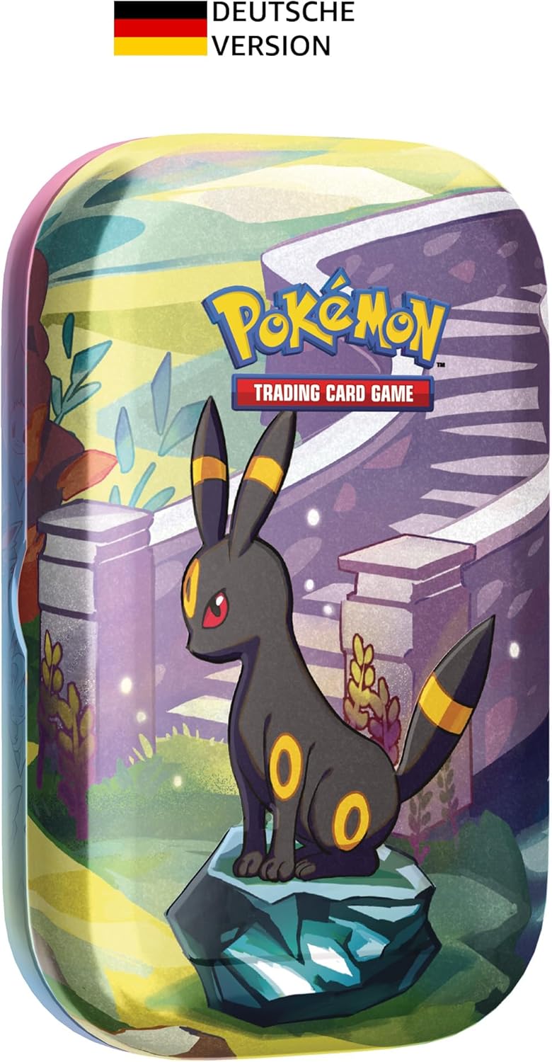 Pokémon TCG Mini-Tin-Box Karmesin & Purpur: Nachtara - Prismatische Entwicklungen mit 2 Boosterpacks & Sammlermünze