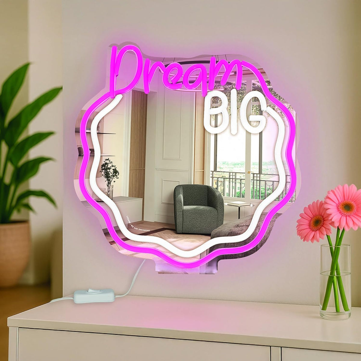 LEGAMI LED-Spiegel mit Neon-Effekt – It’s a Sign, 30x29 cm