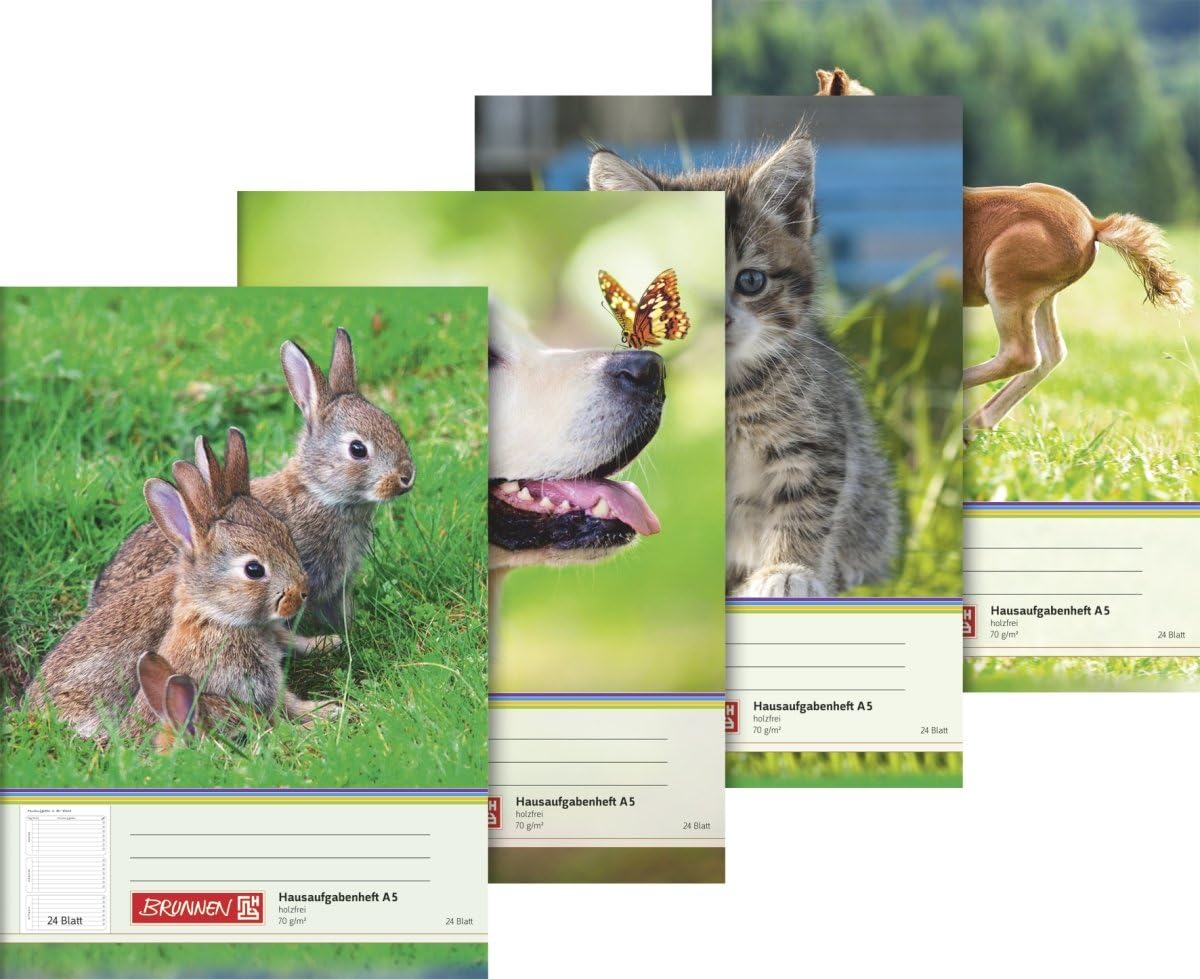 Hausaufgabenheft A5 mit süßen Tiermotiven - 24 Blatt für perfekte Organisation