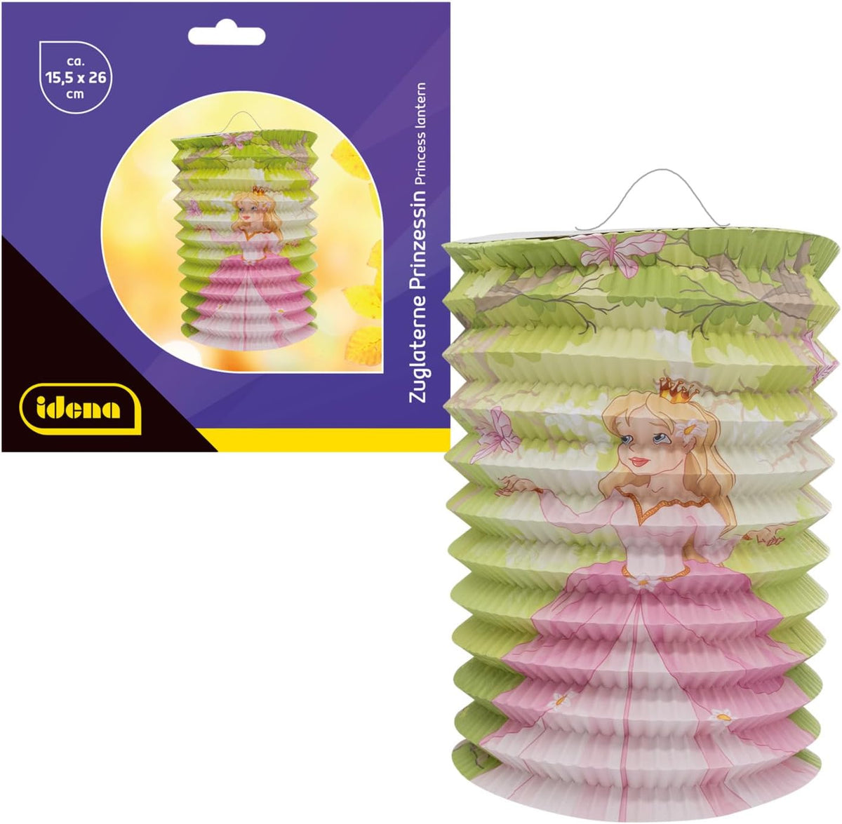 Idena Prinzessin Laterne - Märchen Lampion für Sankt Martin & Halloween 15,5x26cm