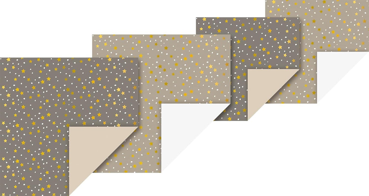 Faltblätter-Set Sterne 40 Blatt - Gold & Weiß 15x15 & 20x20cm