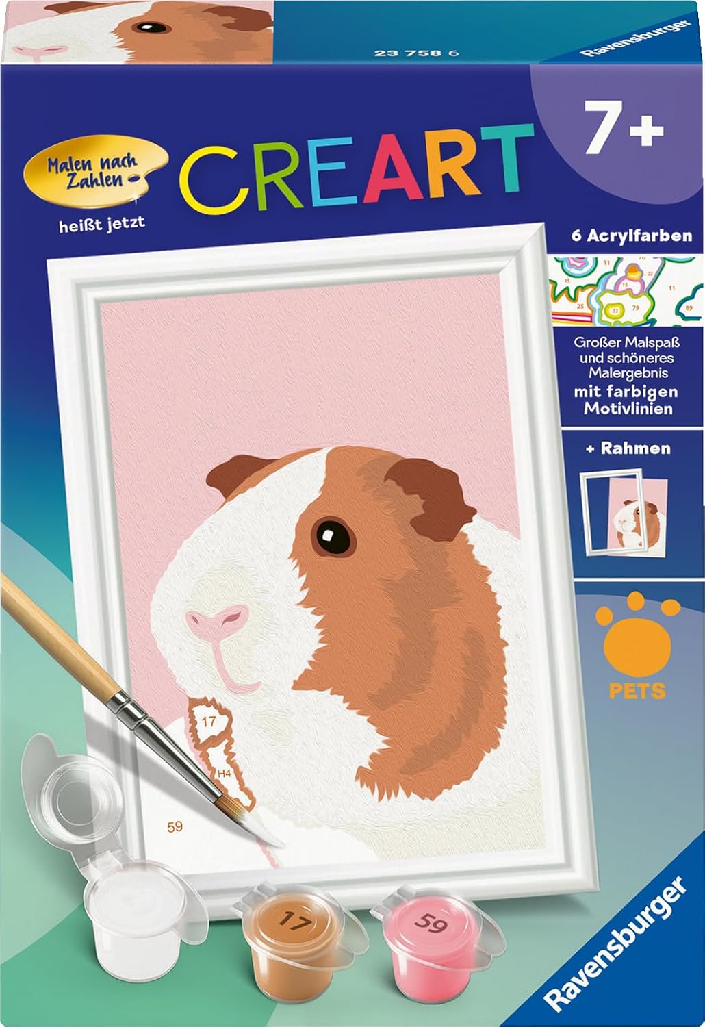 Ravensburger CREART Malen nach Zahlen – Niedliches Meerschweinchen