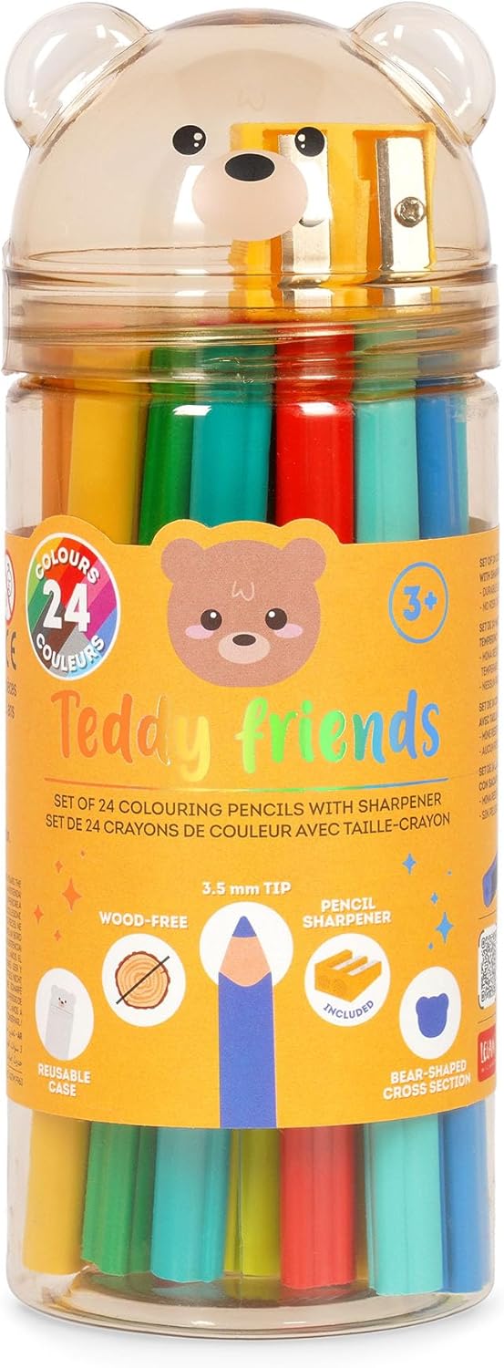 LEGAMI Teddy Friends 24 Buntstifte + Spitzer Teddy Bear