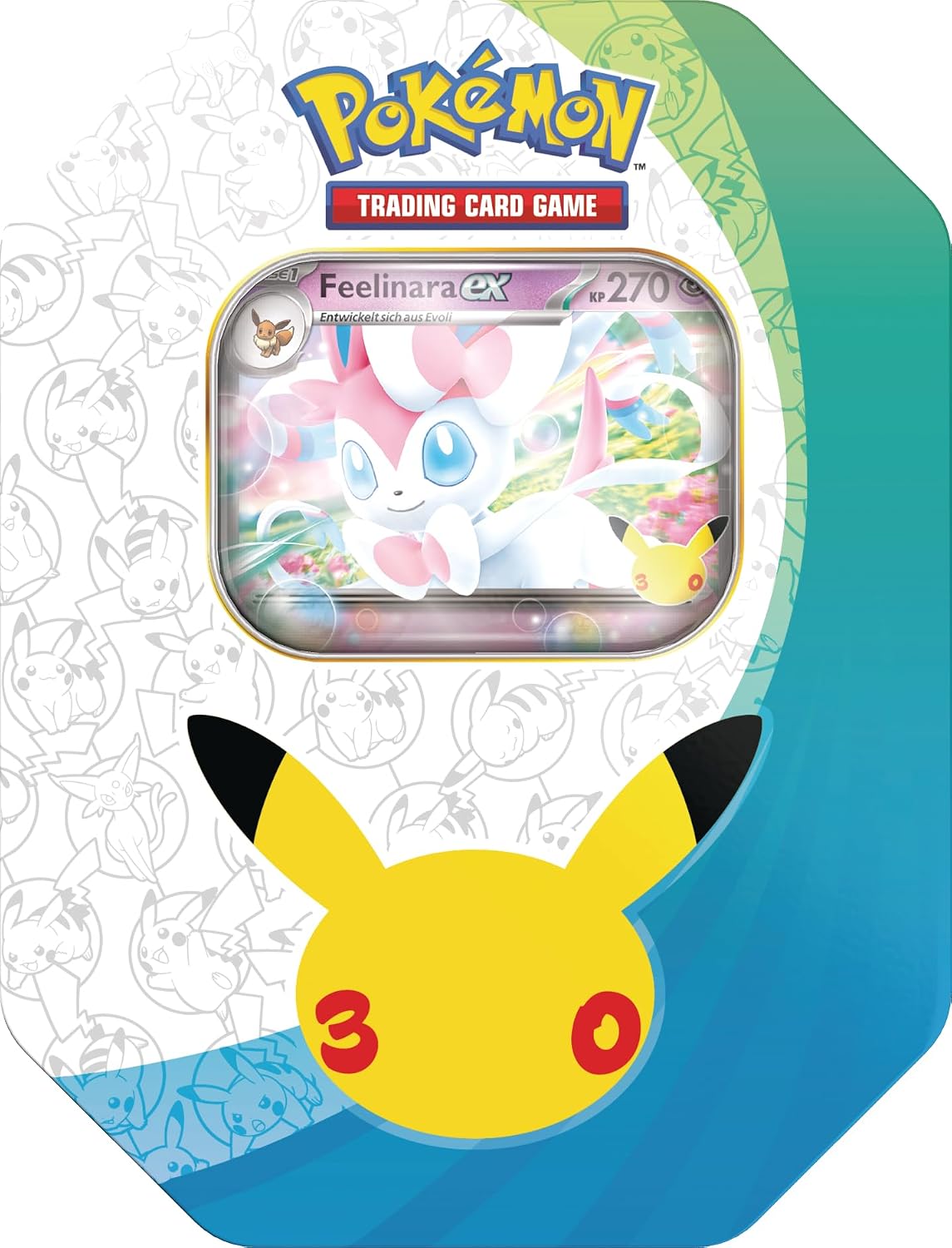 Pokémon 30 Jahre Tin-Box Feelinara-ex – 4 Boosterpacks