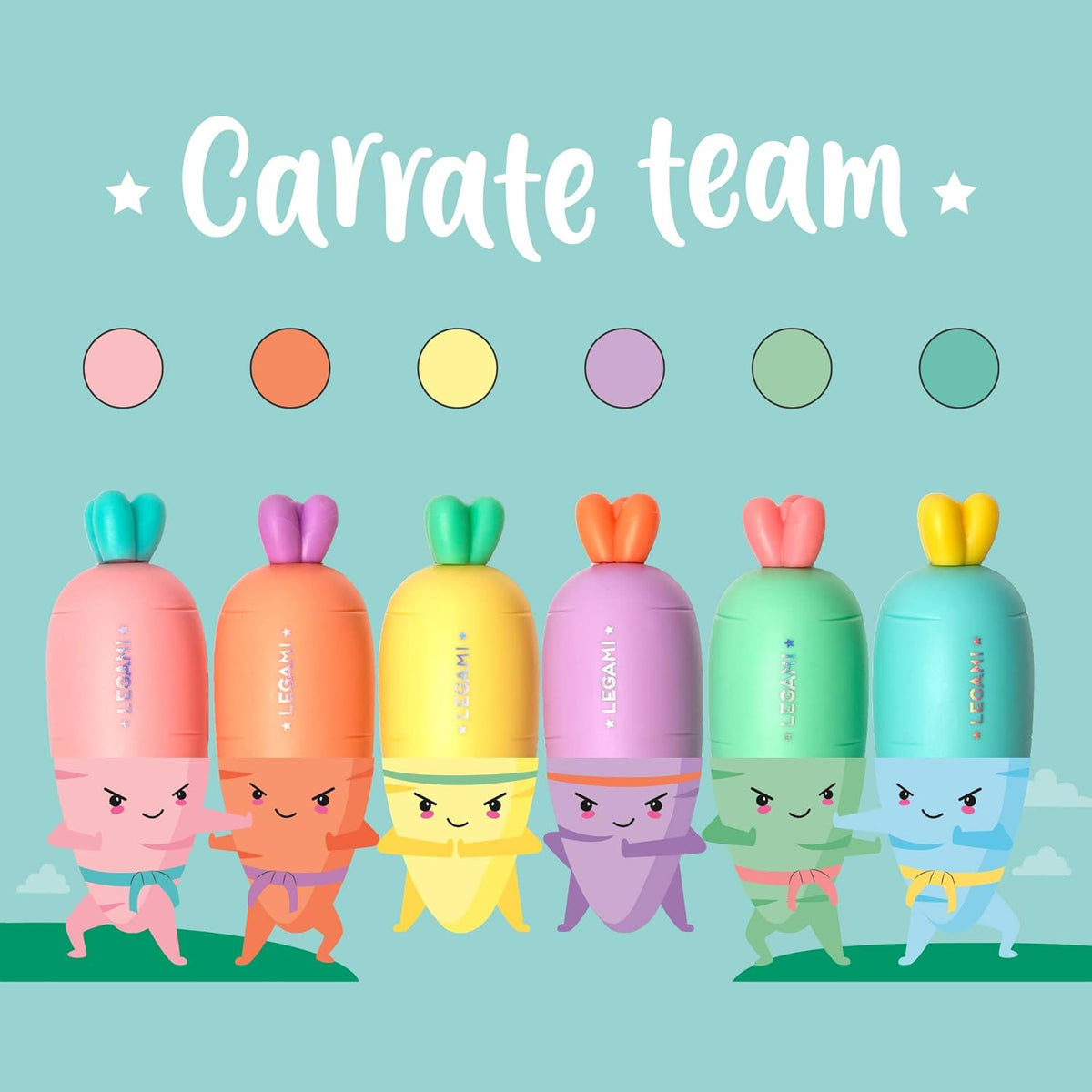 LEGAMI Carrate Team 6 Mini-Textmarker Karotten-Design