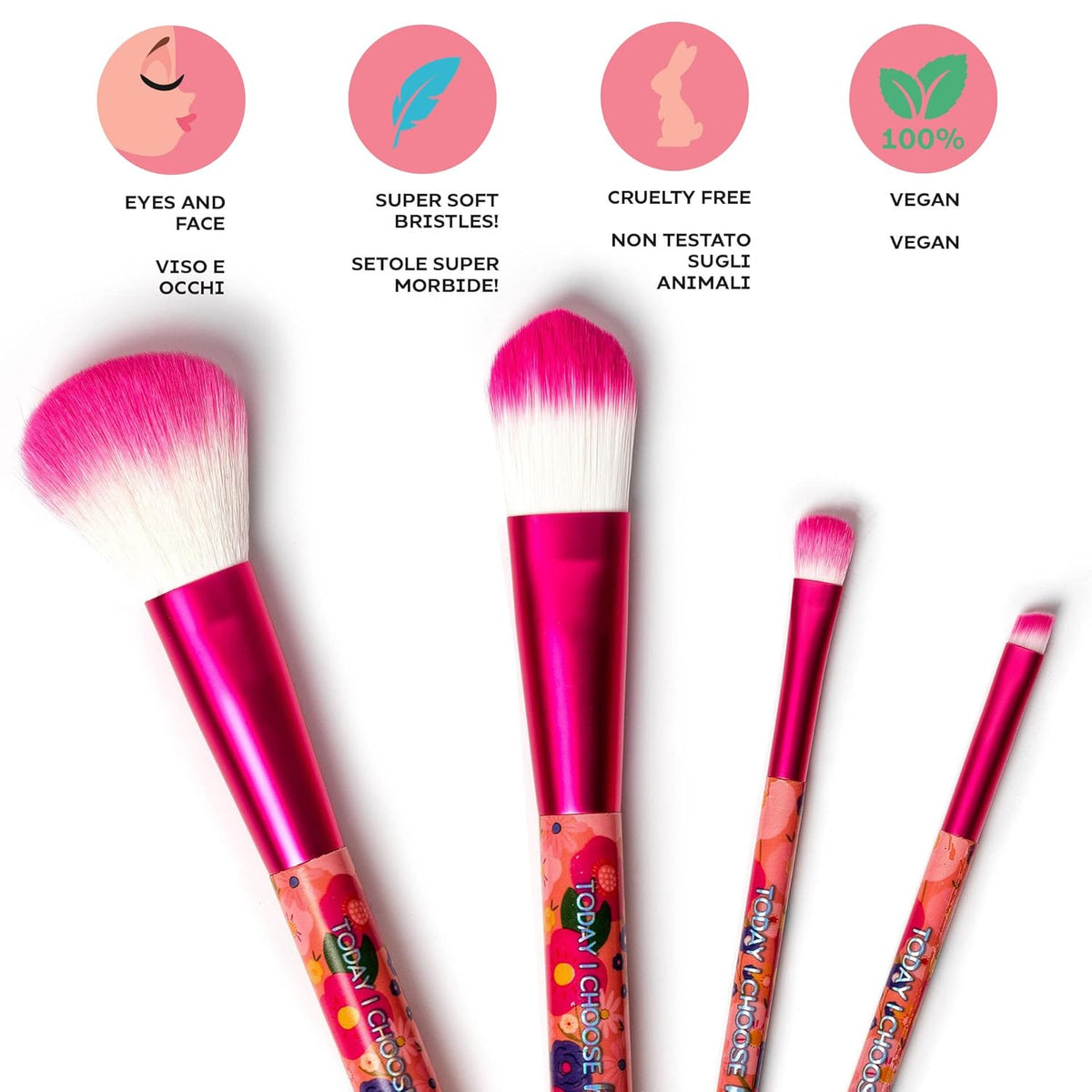 Legami Oh My Glow! Flowers Make-up-Pinsel 4er-Set, vegan