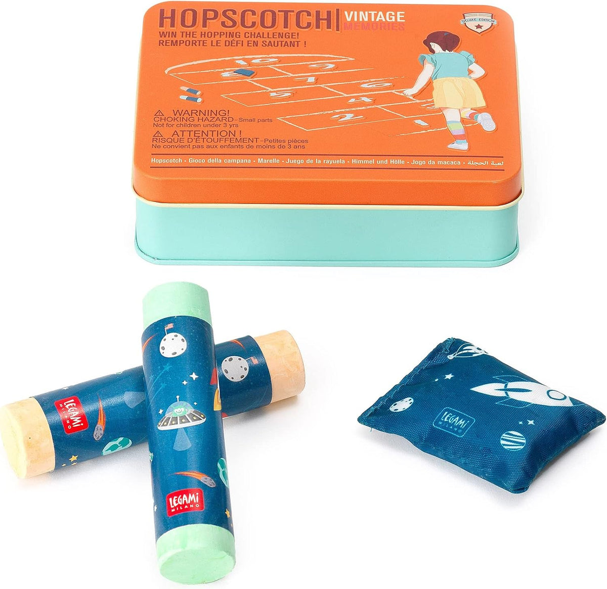 LEGAMI Hopscotch – Himmel und Hölle Spiel in Metalldose