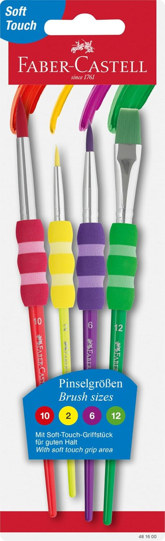 FABER-CASTELL Pinsel mit Softgriffstück mehrfarbig 4 Stück