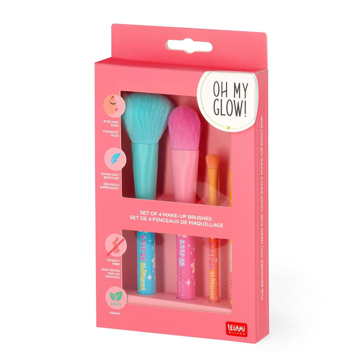 Legami Oh My Glow! Daisy Make-up-Pinsel 4er-Set, vegan