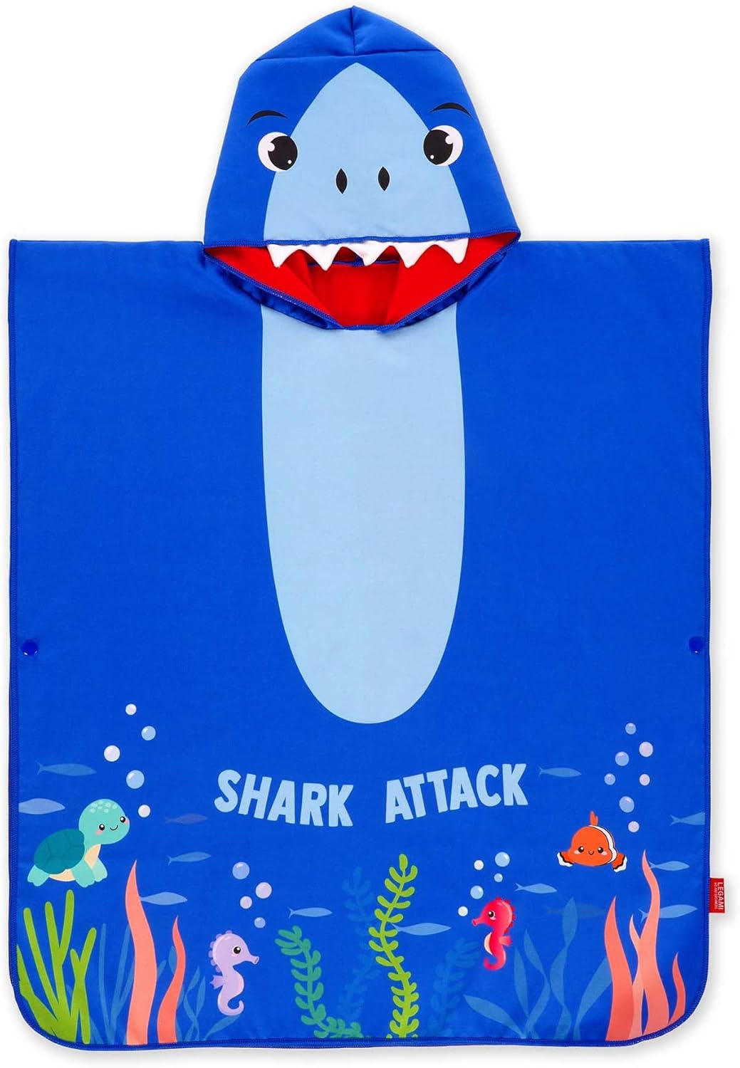 Legami Kids Poncho Handtuch Shark, 60x70 cm, Mikrofaser