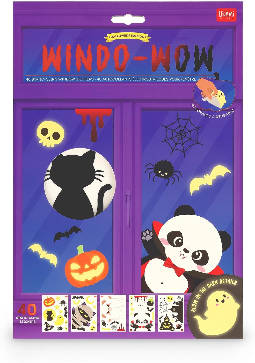 LEGAMI Windo-Wow Pumpkin Fensteraufkleber, 40 Stück