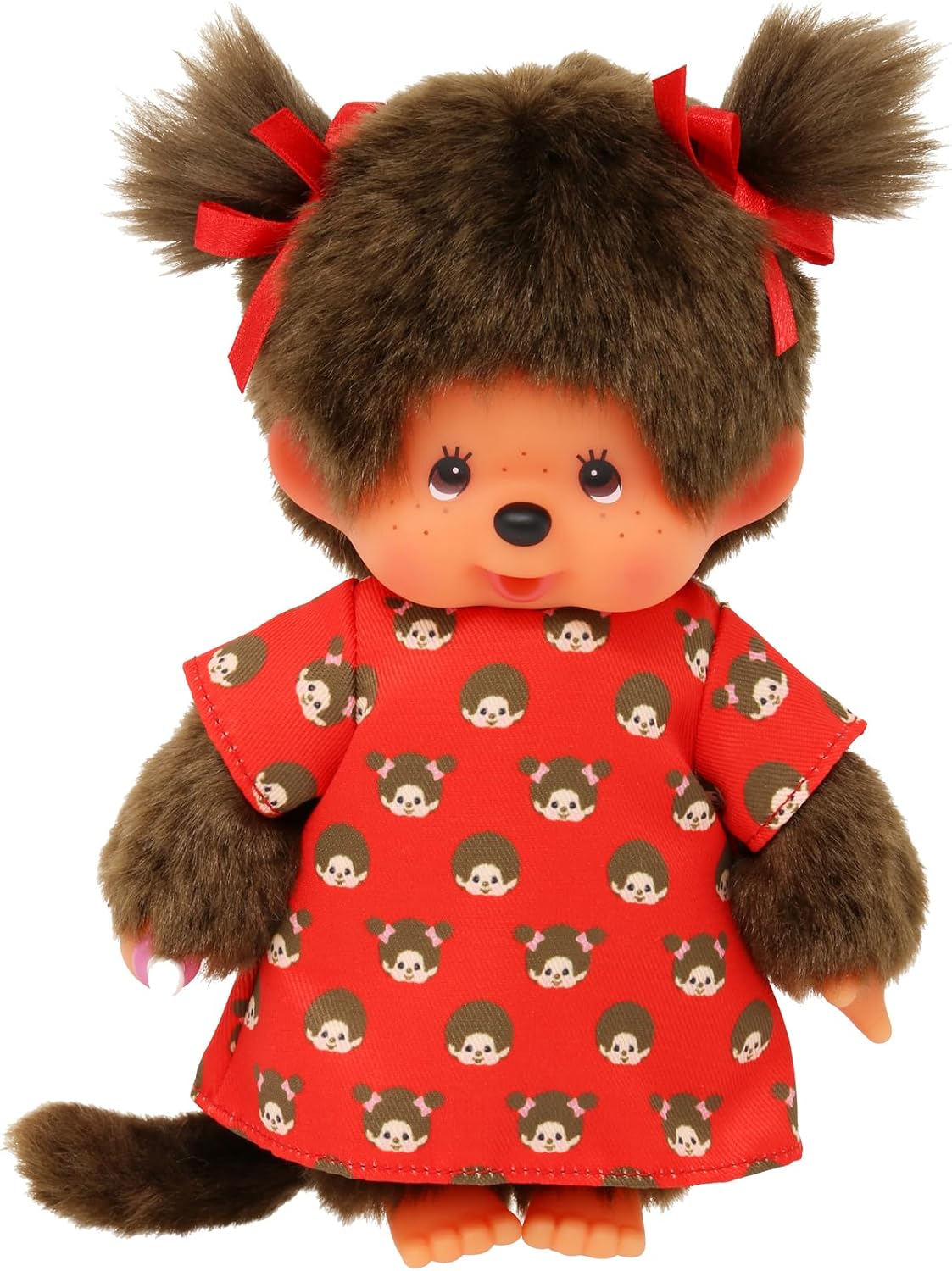 Monchhichi Plüschfigur Mädchen im roten Kleid, 20 cm