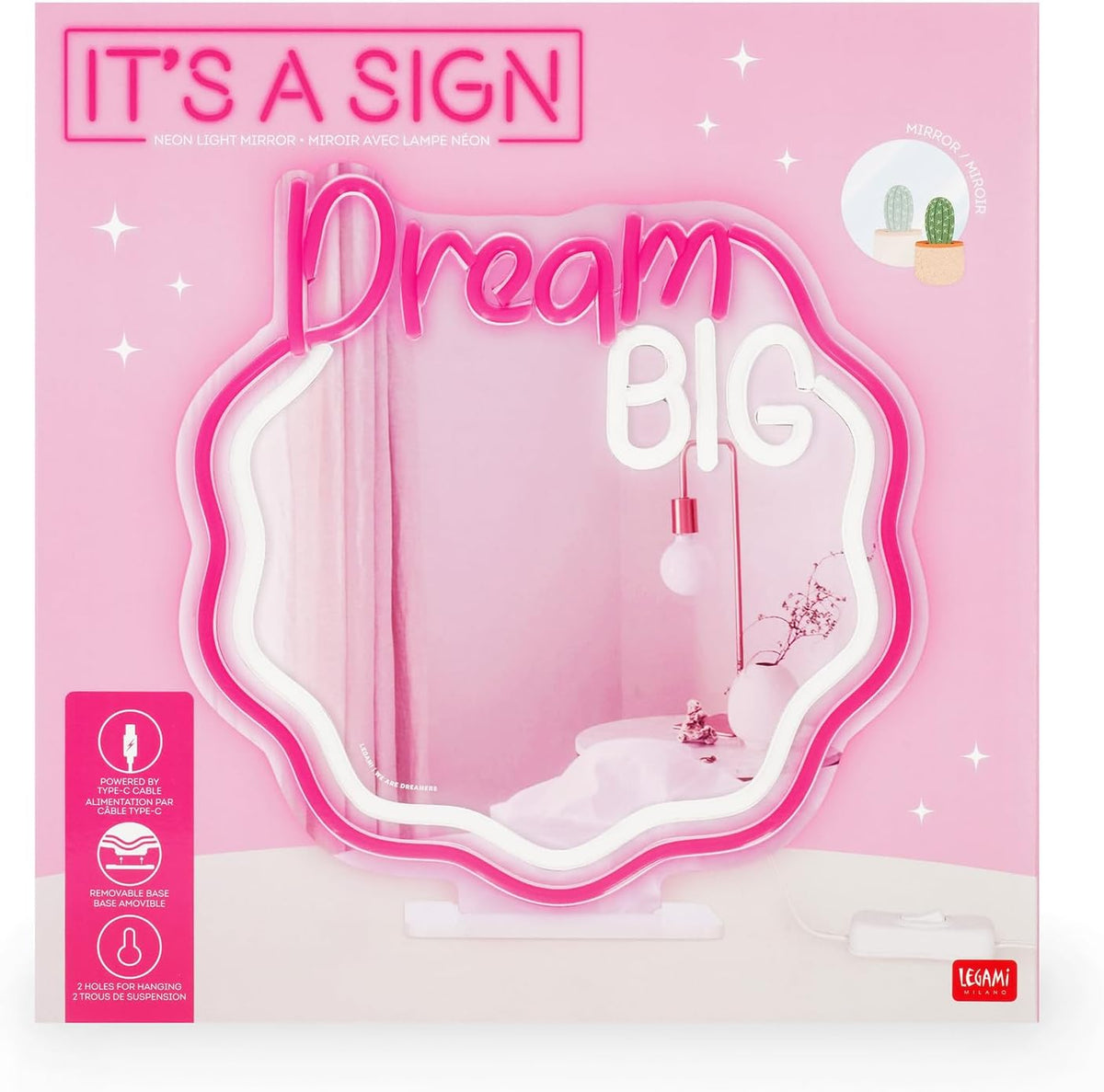 LEGAMI LED-Spiegel mit Neon-Effekt – It’s a Sign, 30x29 cm