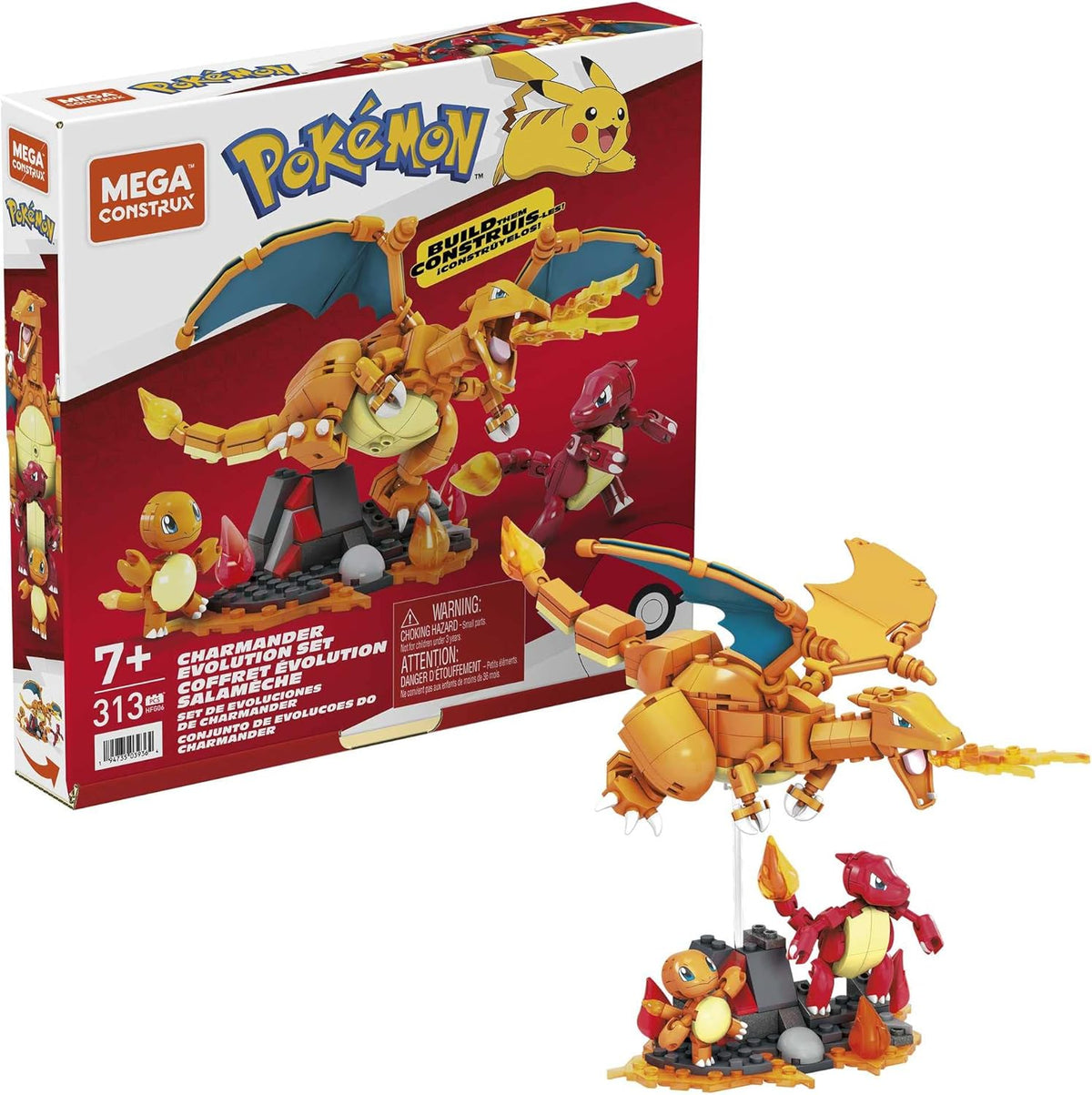MEGA CONSTRUX Pokémon Glurak Bauset mit 313 Teilen