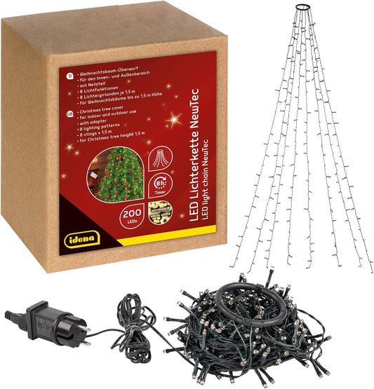 Idena NewTec LED-Weihnachtsbaum-Überwurf 200 LEDs warmweiß