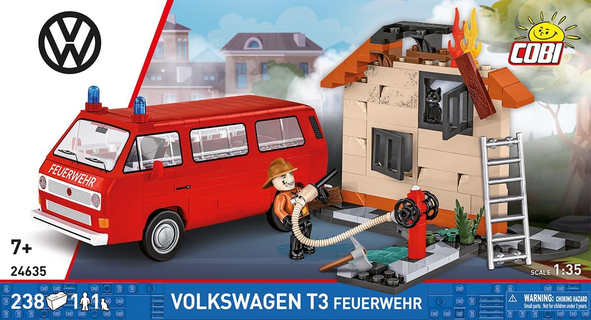 COBI VW T3 Feuerwehr Bausteinset 24635 – 238 Teile, Maßstab 1:35