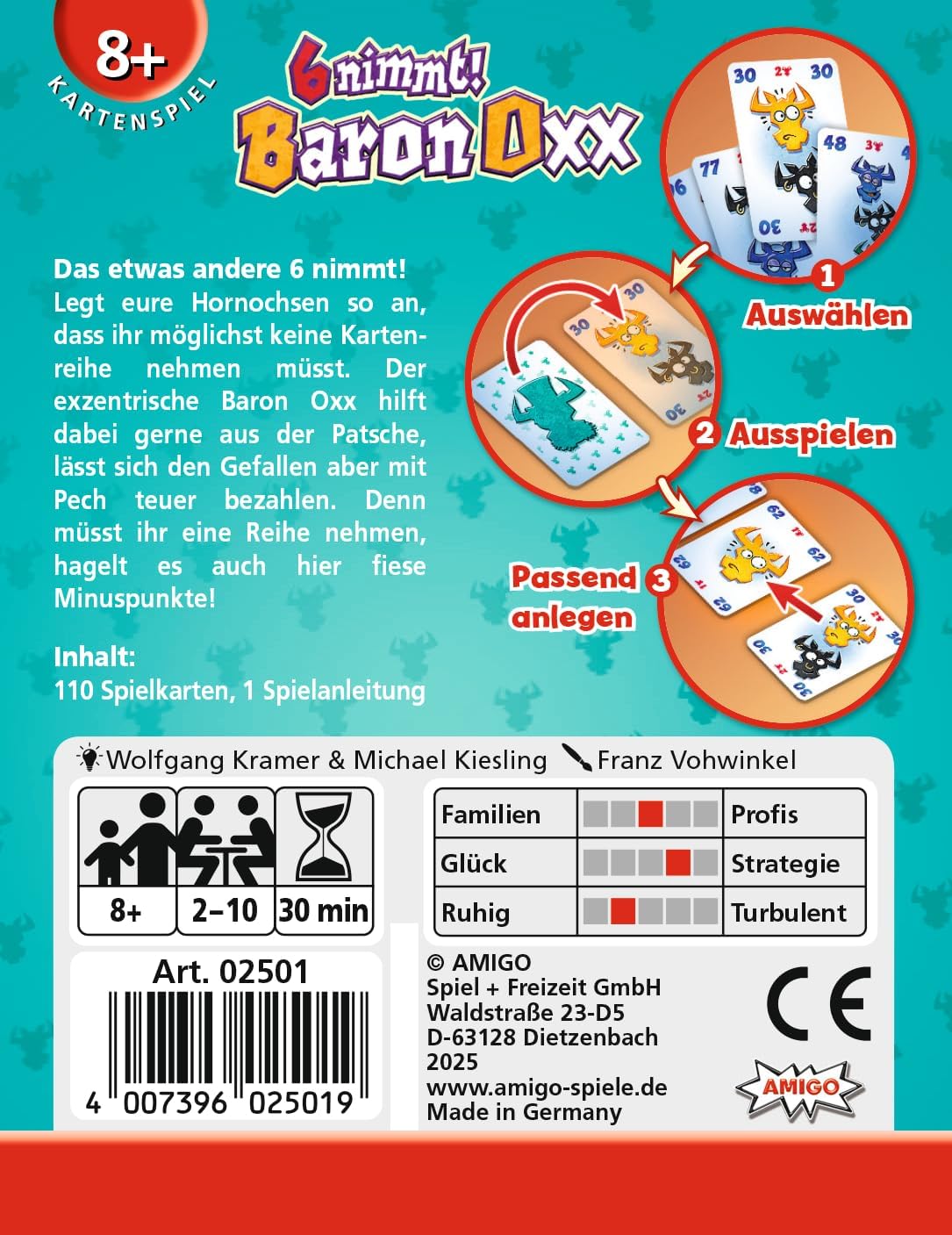 AMIGO 6 nimmt! Baron Oxx Kartenspiel für 2–5 Spieler