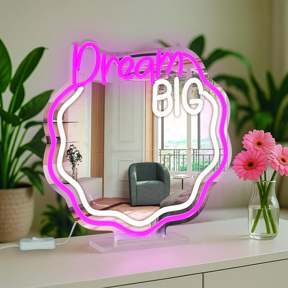 LEGAMI LED-Spiegel mit Neon-Effekt – It’s a Sign, 30x29 cm