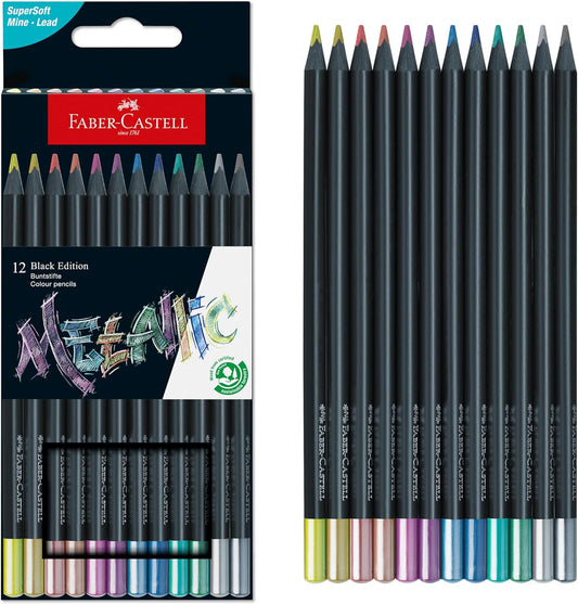 Faber-Castell Black Edition Buntstifte Metallic - Premium Künstlerstifte