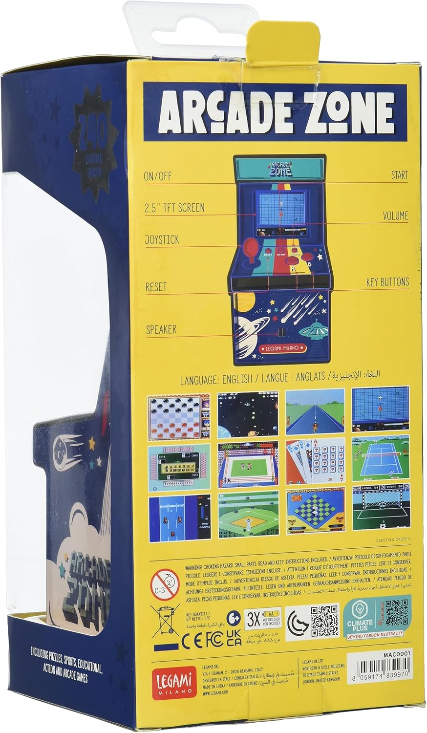 LEGAMI Arcade Zone Mini-Videospiel SPACE – 240 Spiele