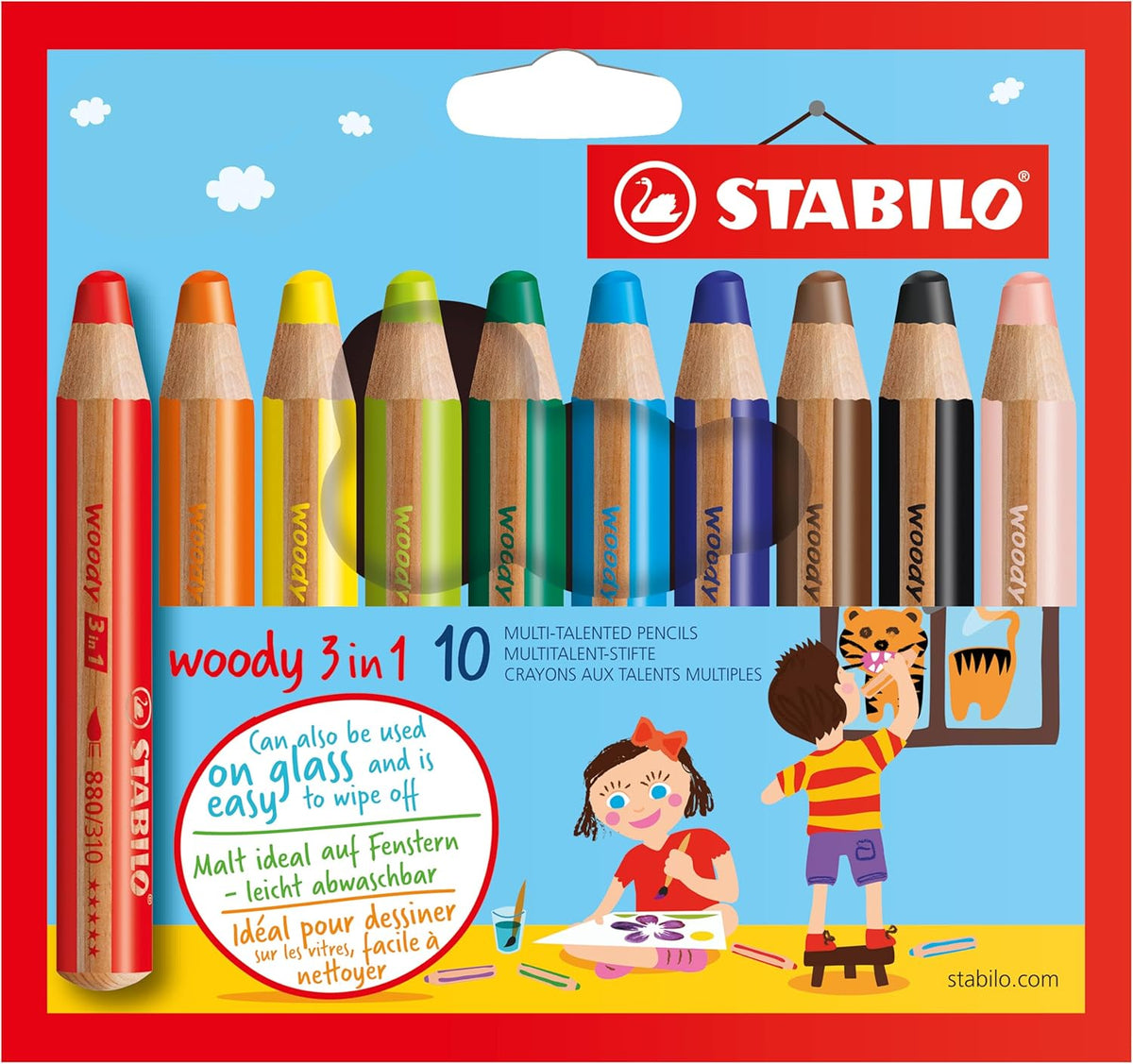 STABILO Woody 3 in 1 - Buntstift, Wasserfarbe & Wachsmalstift