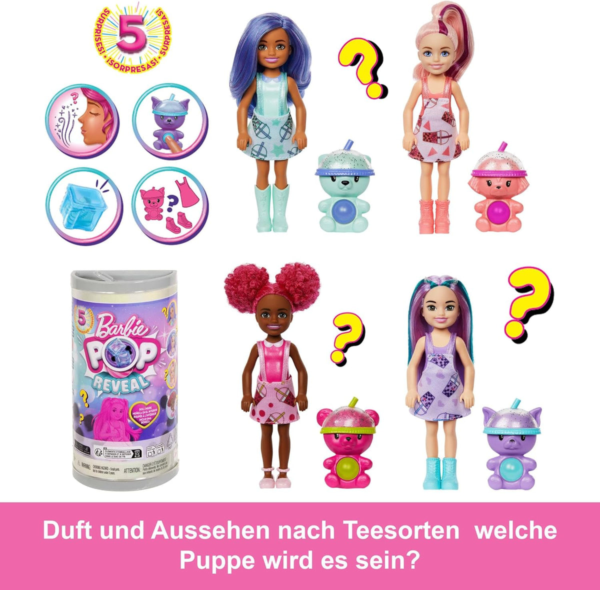 Mattel Barbie Chelsea Pop Reveal Bubble-Tea-Serie HRK63