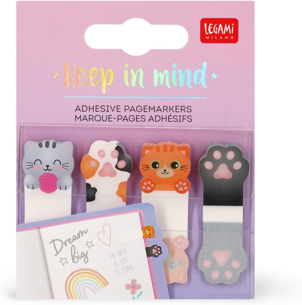 LEGAMI Klebeseitenmarkierer Kitty – 80 beschreibbare Haftnotiz-Tabs