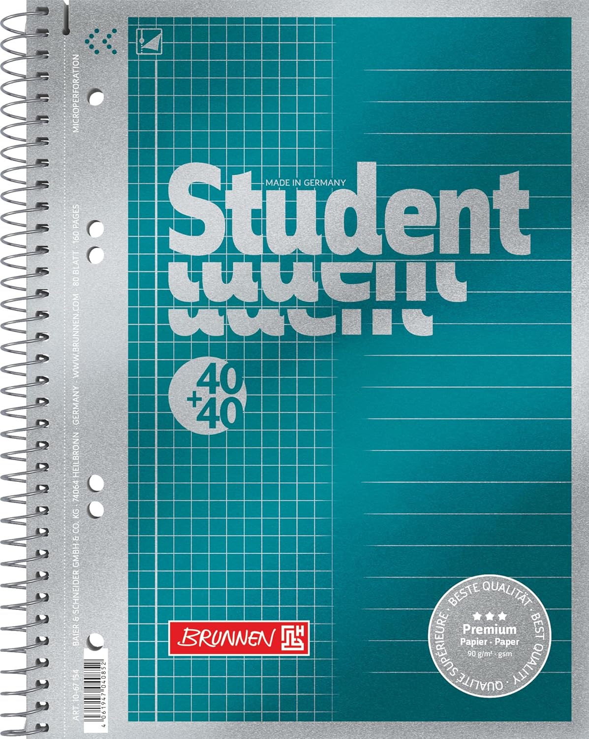 Premium Collegeblock A5 Duo - Kariert & Liniert mit Metalleffekt