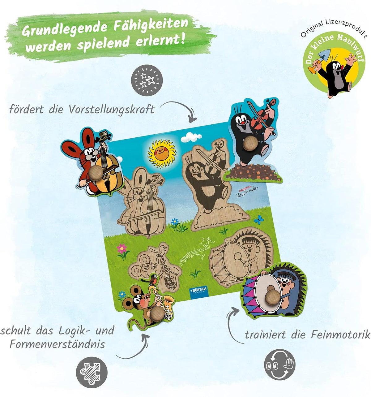 Maulwurf Holzpuzzle - Legespiel für Kinder ab 18 Monaten