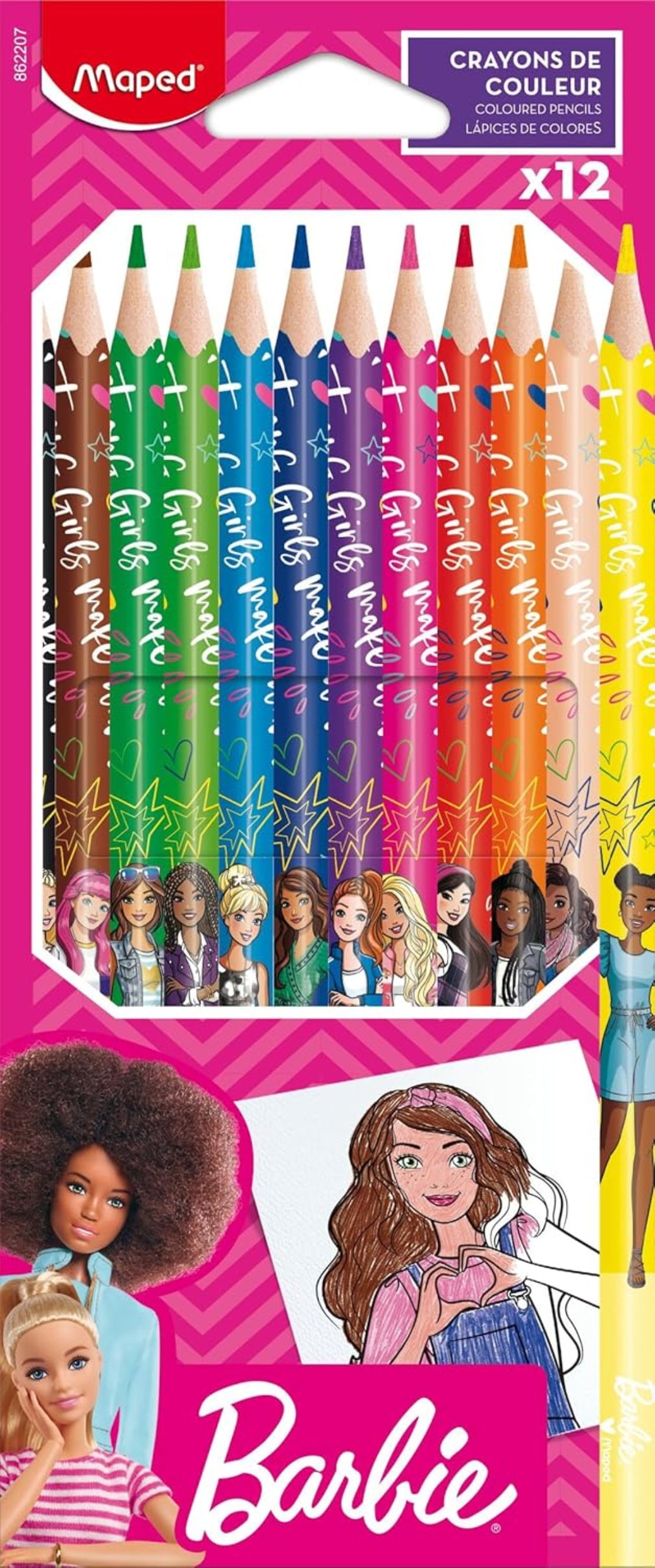 MAPED Barbie Buntstifte 12er Set ergonomisch