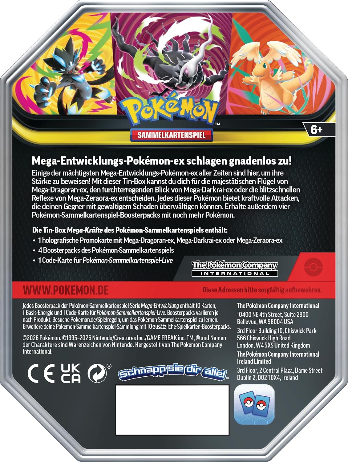 Pokémon Mega-Zeraora eX Tin Box – 4 Boosterpacks